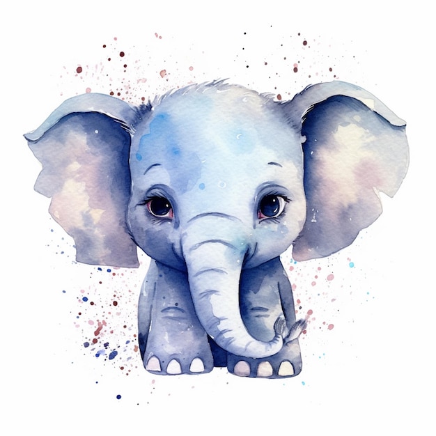 There is a watercolor painting of an elephant with a big tusk generative ai