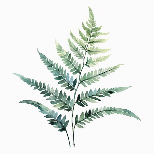 there is a watercolor painting of a fern plant on a white background generative ai