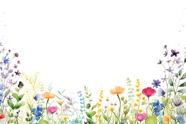 Photo there is a watercolor painting of a field of flowers generative ai