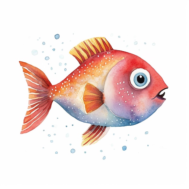 There is a watercolor painting of a fish with a big smile generative ai