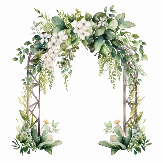 there is a watercolor painting of a floral arch generative ai