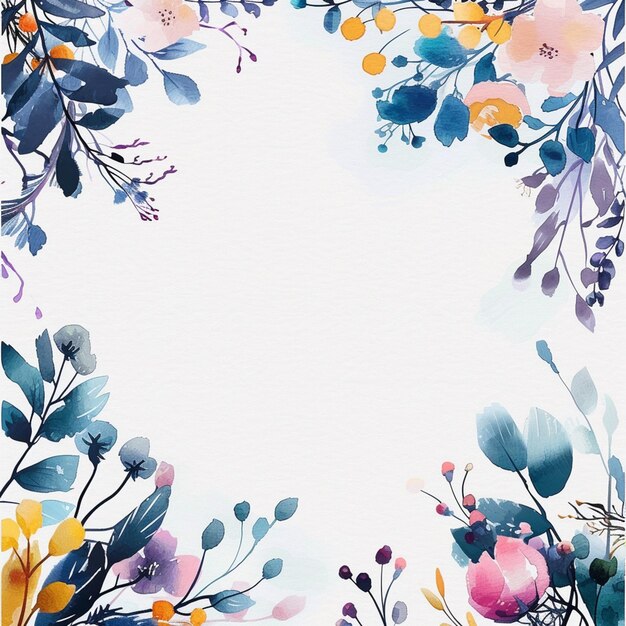 there is a watercolor painting of a floral frame with a white background generative ai