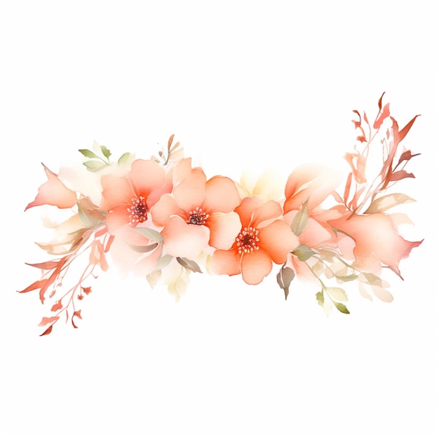 Photo there is a watercolor painting of a flower arrangement on a white background generative ai