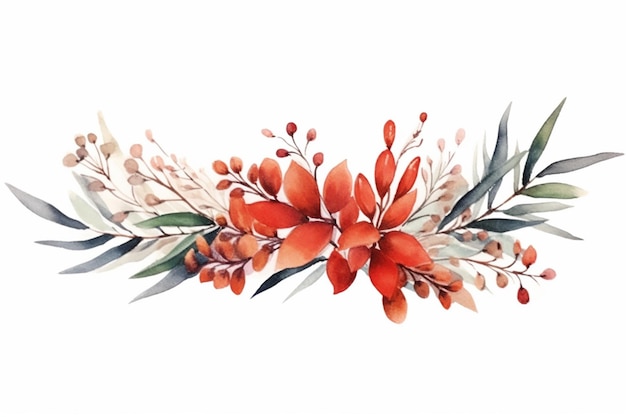 There is a watercolor painting of a flower arrangement on a white background generative ai