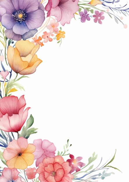 there is a watercolor painting of a flower frame generative ai