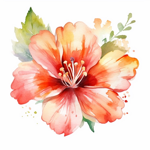 there is a watercolor painting of a flower on a white background generative ai