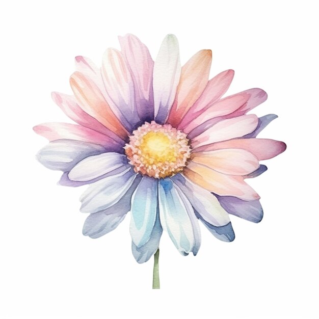 there is a watercolor painting of a flower on a white background generative ai