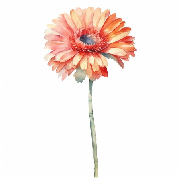 Photo there is a watercolor painting of a flower on a white background generative ai