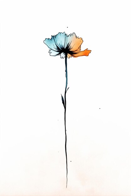 there is a watercolor painting of a flower on a white background generative ai