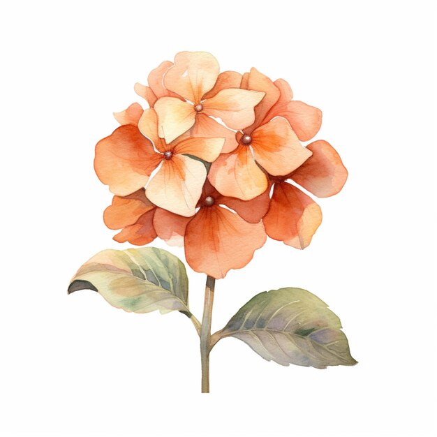 There is a watercolor painting of a flower with leaves AI Generative