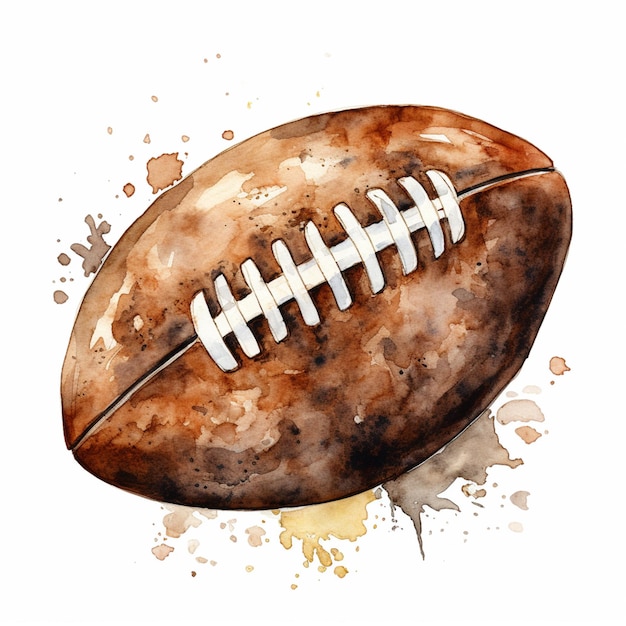 Photo there is a watercolor painting of a football ball on a white background generative ai