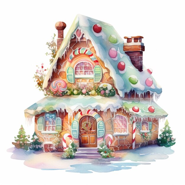 Premium AI Image  Watercolor Room of Haitian Gingerbread House