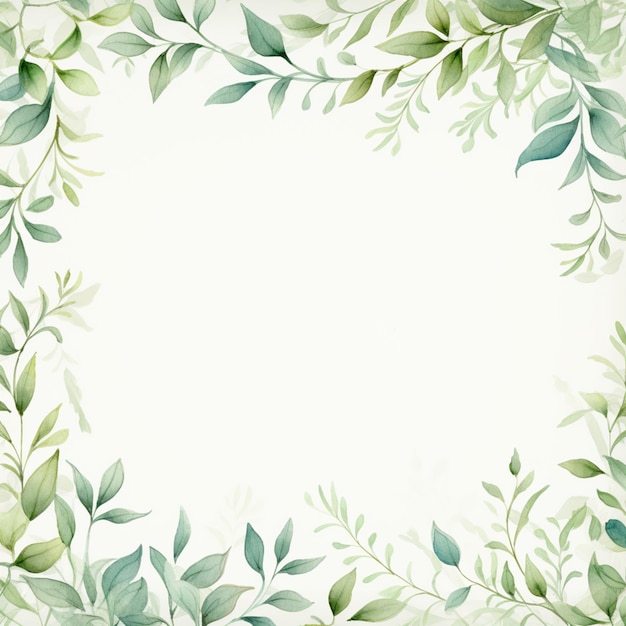 Photo there is a watercolor painting of a green leafy frame generative ai