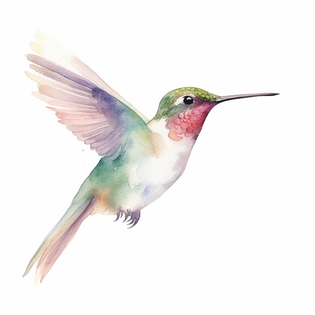 Photo there is a watercolor painting of a hummingbird flying generative ai