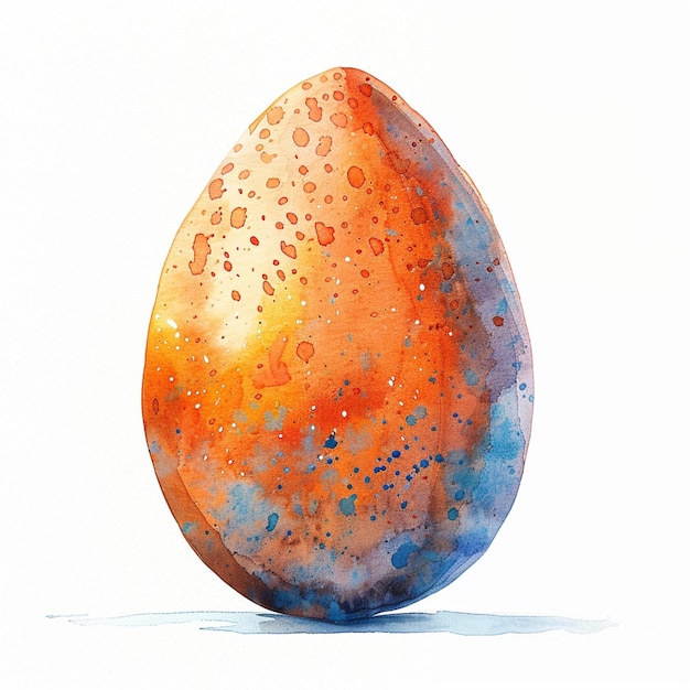 アクアカラー画 オレンジ色の卵
