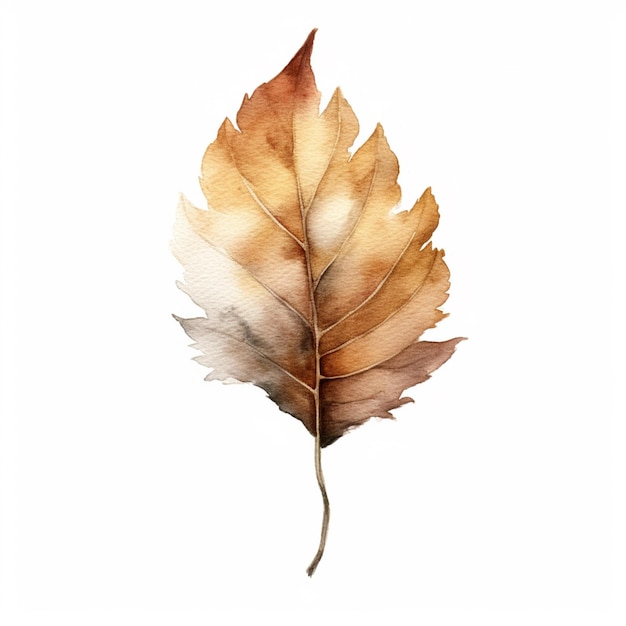 there is a watercolor painting of a leaf on a white background generative ai