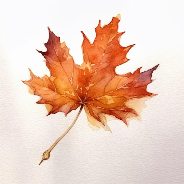 there is a watercolor painting of a leaf on a white surface generative ai
