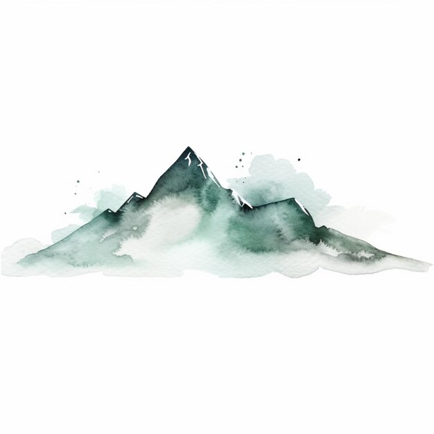 Photo there is a watercolor painting of a mountain with a sky background generative ai