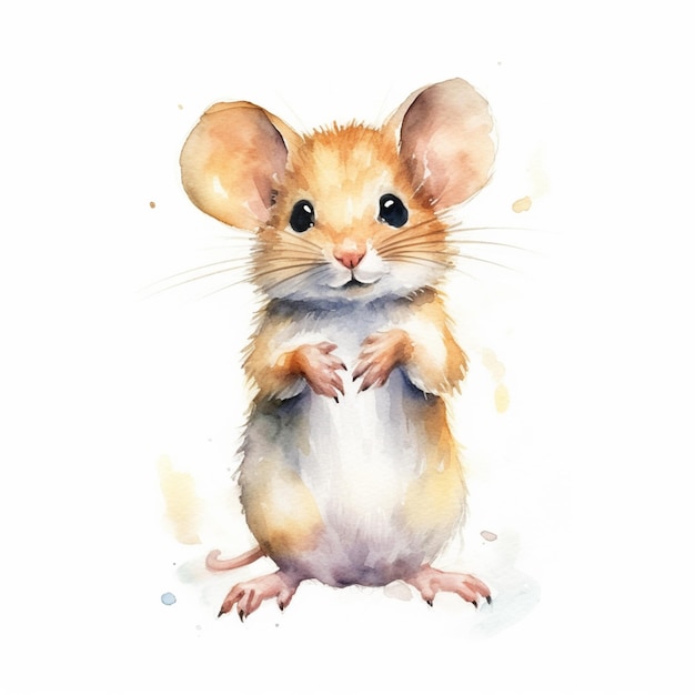 Premium Photo | There is a watercolor painting of a mouse standing on ...