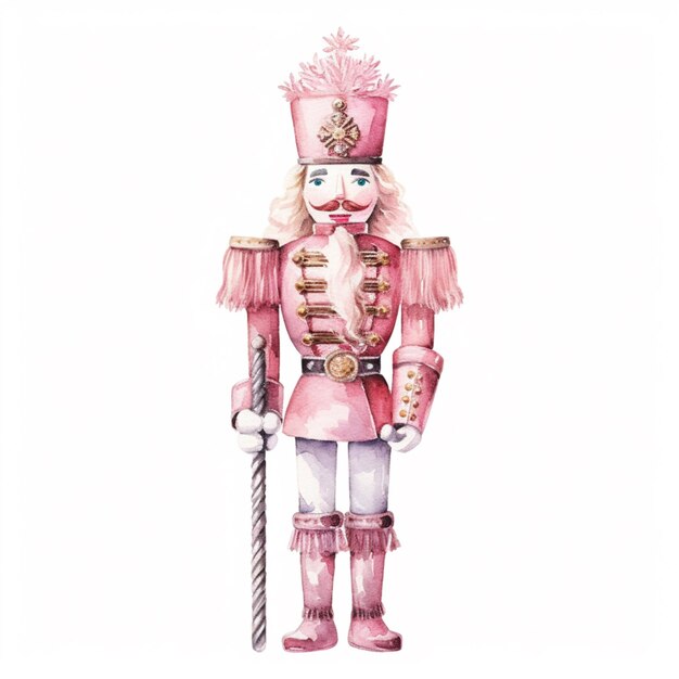 Photo there is a watercolor painting of a nutcracker with a sword generative ai