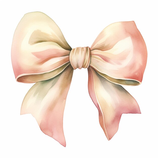 Photo there is a watercolor painting of a pink bow on a white background generative ai