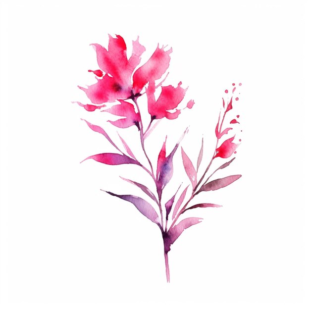 There is a watercolor painting of a pink flower on a white background generative ai