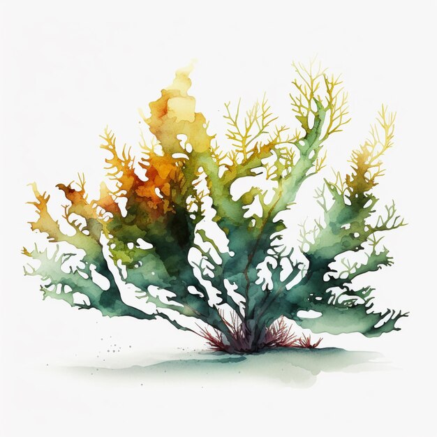 there is a watercolor painting of a plant with many leaves generative ai
