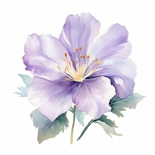 There is a watercolor painting of a purple flower on a white background generative ai