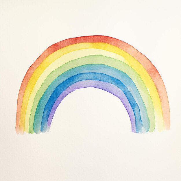 Photo there is a watercolor painting of a rainbow on a white paper generative ai