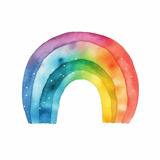 Photo there is a watercolor painting of a rainbow with a white background generative ai