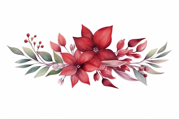 There is a watercolor painting of a red flower on a white background generative ai