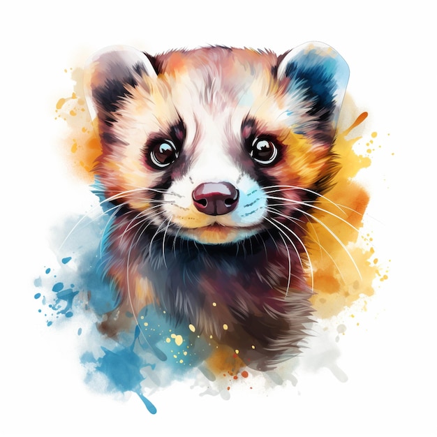 there is a watercolor painting of a red panda with a white background generative ai