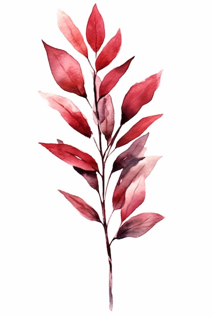 There is a watercolor painting of a red plant on a white background generative ai