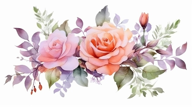 There is a watercolor painting of a rose flower arrangement generative ai