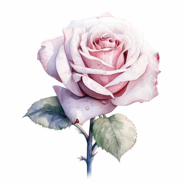 There is a watercolor painting of a rose with a white background generative ai