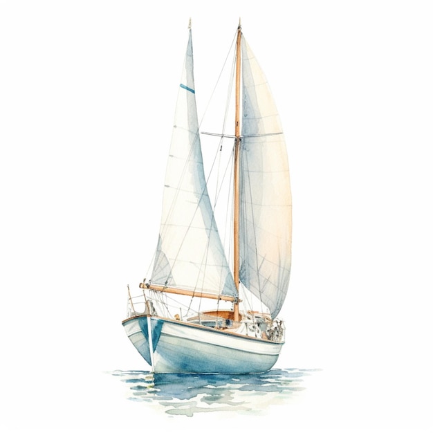 There is a watercolor painting of a sailboat in the ocean generative ai