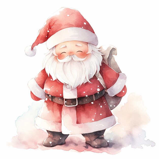 there is a watercolor painting of a santa claus holding a bag generative ai