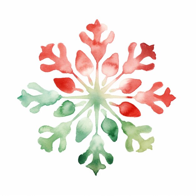 Photo there is a watercolor painting of a snowflake on a white background generative ai