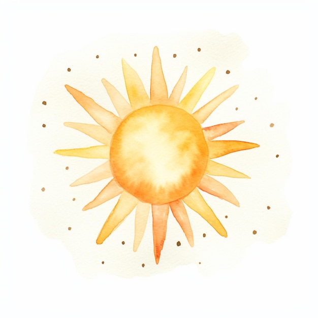 Photo there is a watercolor painting of a sun with dots on it generative ai