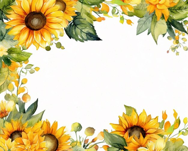 There is a watercolor painting of a sunflower frame generative ai