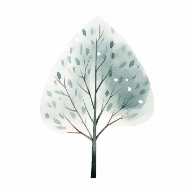 Photo there is a watercolor painting of a tree with leaves generative ai