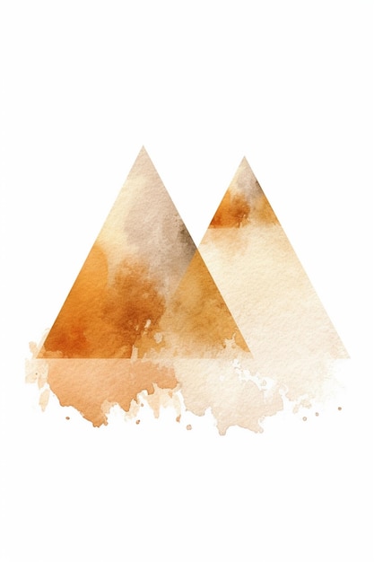 There is a watercolor painting of two triangles on a white background generative ai