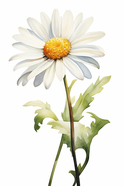 there is a watercolor painting of a white daisy flower generative ai