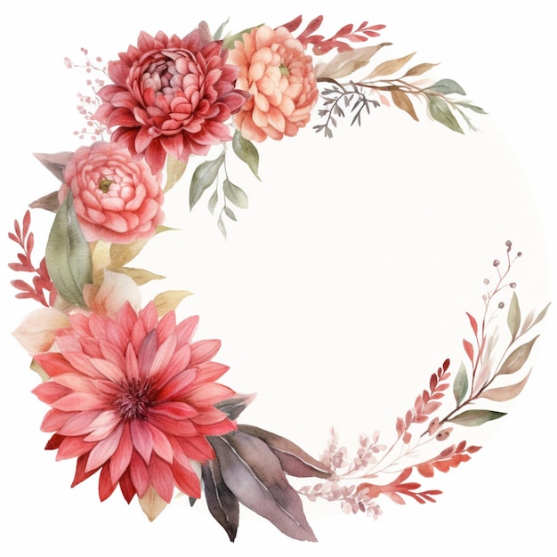 There is a watercolor painting of a wreath of flowers generative ai