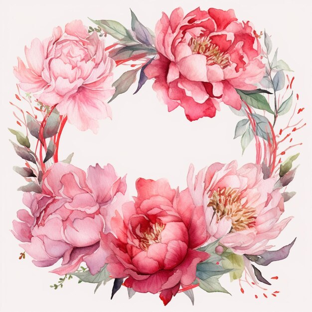 There is a watercolor painting of a wreath of flowers generative ai