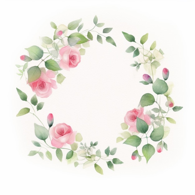 there is a watercolor painting of a wreath of flowers generative ai