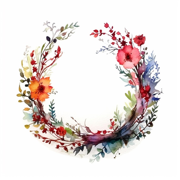 There is a watercolor painting of a wreath of flowers generative ai