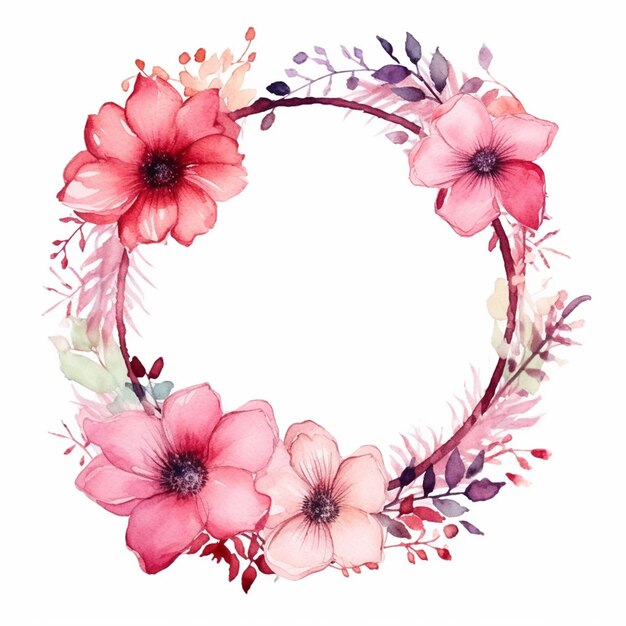 There is a watercolor painting of a wreath of flowers generative ai