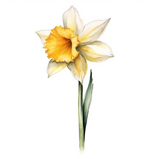 there is a watercolor painting of a yellow flower on a white background generative ai