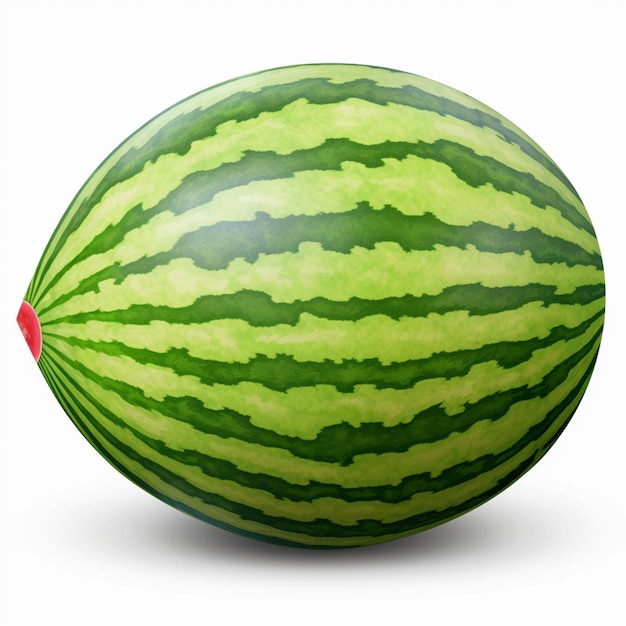 there is a watermelon that is green and has a red stripe generative ai